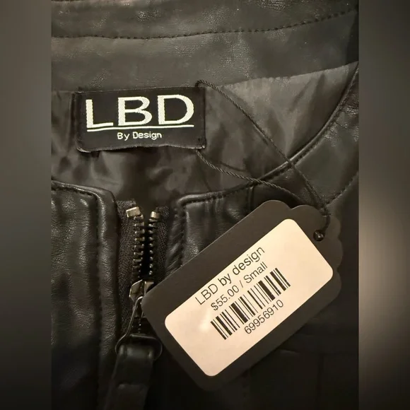LBD BLACK Faux Leather Jacket Size Small - Picture 4 of 6